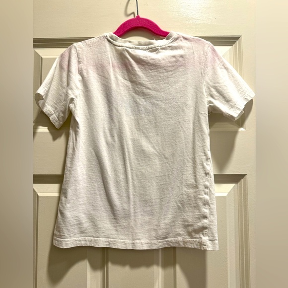 H&M EUC Sz 6-7 Kids White T-Shirt with Green Sequin Dinosaur - Picture 3 of 4